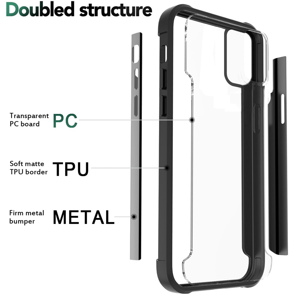 For Samsung Galaxy A33 5G Hybrid Aluminum Alloy Metal Clear Transparent Back PC TPU Bumper Frame Armor Shockproof  Phone Case Cover