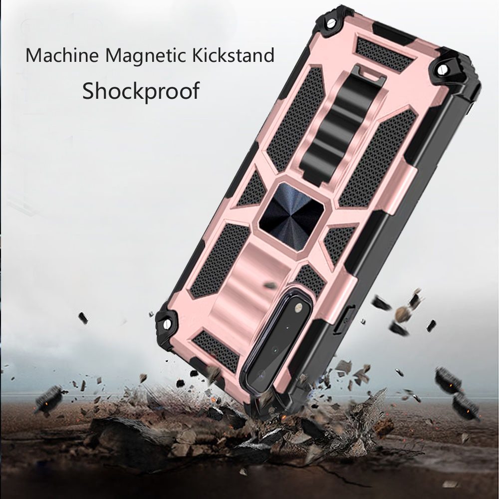 For Apple iPhone 12 Mini (5.4") Heavy Duty Stand Hybrid [Military Grade] Rugged with Built-in Kickstand Fit Magnetic Car Mount  Phone Case Cover