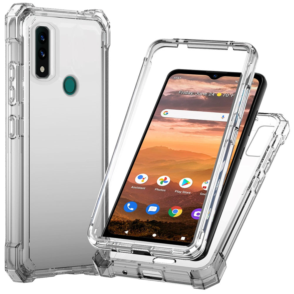 For AT&T Maestro 3 Clear Gradient Hybrid Thick Guard Shockproof Dual Layer Hard PC + TPU Bumper Frame Armor  Phone Case Cover