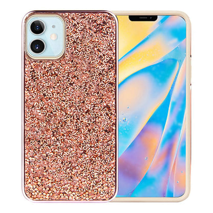 For Apple iPhone 13 Pro (6.1") Bling Rhinestone Diamond Shiny Glitter Hybrid Bumper Dual Layer Rugged Shell Hard PC TPU Rubber  Phone Case Cover