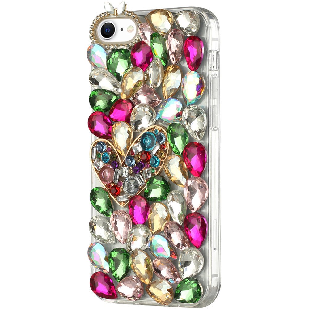 For Apple iPhone SE 3 (2022) SE/8/7 Bling Crystal 3D Full Diamonds Luxury Sparkle Rhinestone Hybrid Protective  Phone Case Cover