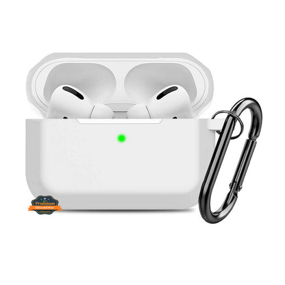 For Apple AirPods Pro Full Protective Silicone TPU Skin Accessories with Keychain [Front LED Visible] Hybrid Shockproof Clear