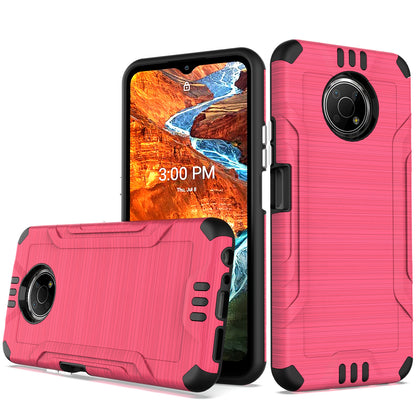 For Nokia G300 Hybrid Dual Layer Slim Defender Armor Tuff Metallic Brush Texture Finishing Shockproof Hard PC + TPU Rubber  Phone Case Cover