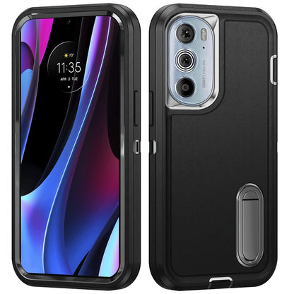 For Motorola Edge+ 2022 /Edge Plus Hybrid 3 Layers 3in1 Hard PC Shockproof with Kickstand Heavy Duty Rubber Anti-Drop  Phone Case Cover