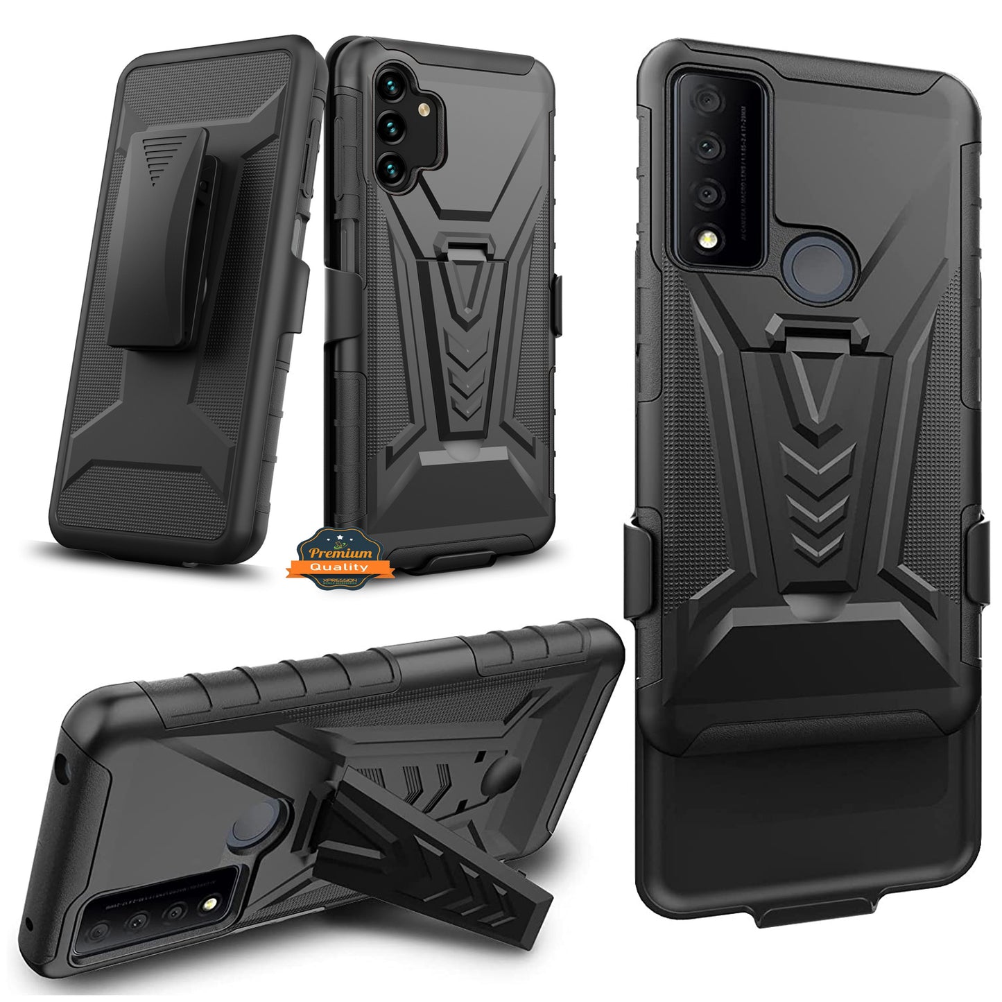 Cricket Dream 5G Belt Clip Holster Dual Layer Shockproof with Clip On & Kickstand Heavy Duty Full Body 3in1 Hybrid