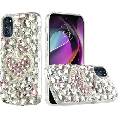 For Motorola Moto G 5G 2022 Bling Crystal 3D Full Diamonds Luxury Sparkle Transparent Rhinestone Hybrid Protective  Phone Case Cover