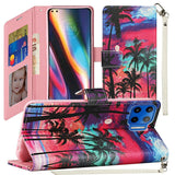 For Samsung Galaxy S22+ Plus Wallet Case PU Leather Design Pattern with Credit Card Slot Strap, Stand Folio Pouch Beautiful Island Phone Case Cover