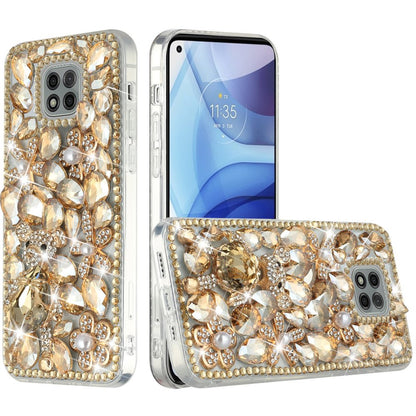 For Motorola Edge+ 2022 /Edge Plus Bling Clear Crystal 3D Full Diamonds Luxury Sparkle Rhinestone Hybrid Protective Gold Panda Floral Phone Case Cover