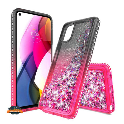 For Apple iPhone 13 Pro Max (6.7") Gradient Quicksand Glitter Flowing Liquid Floating Sparkly Bling Diamond TPU Rubber Hybrid  Phone Case Cover