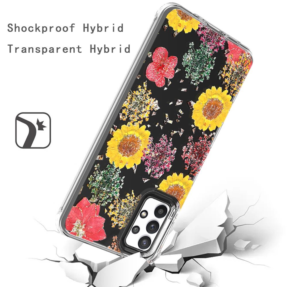 For Motorola Moto G Power 2022 (6.5") Glitter Floral Print Pattern Clear Design Shockproof Hybrid Fashion Sparkle Rubber TPU  Phone Case Cover