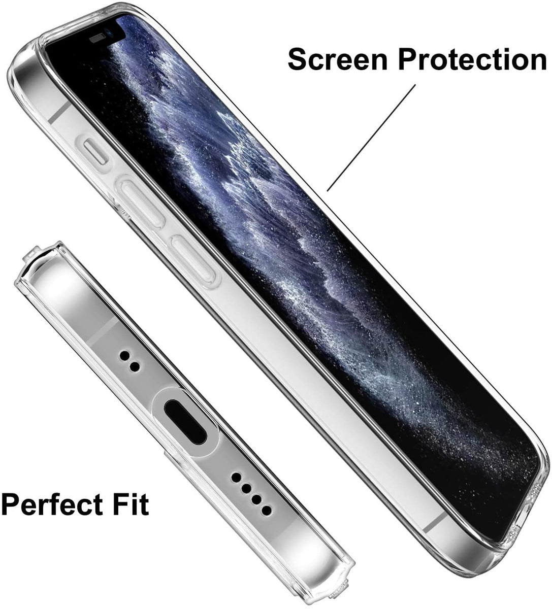 For Apple iPhone 13 Mini (5.4") Clear Designed Slim Thin Transparent Military Grade Drop Hybrid Hard PC Back and TPU Bumper Protective Transparent Phone Case Cover