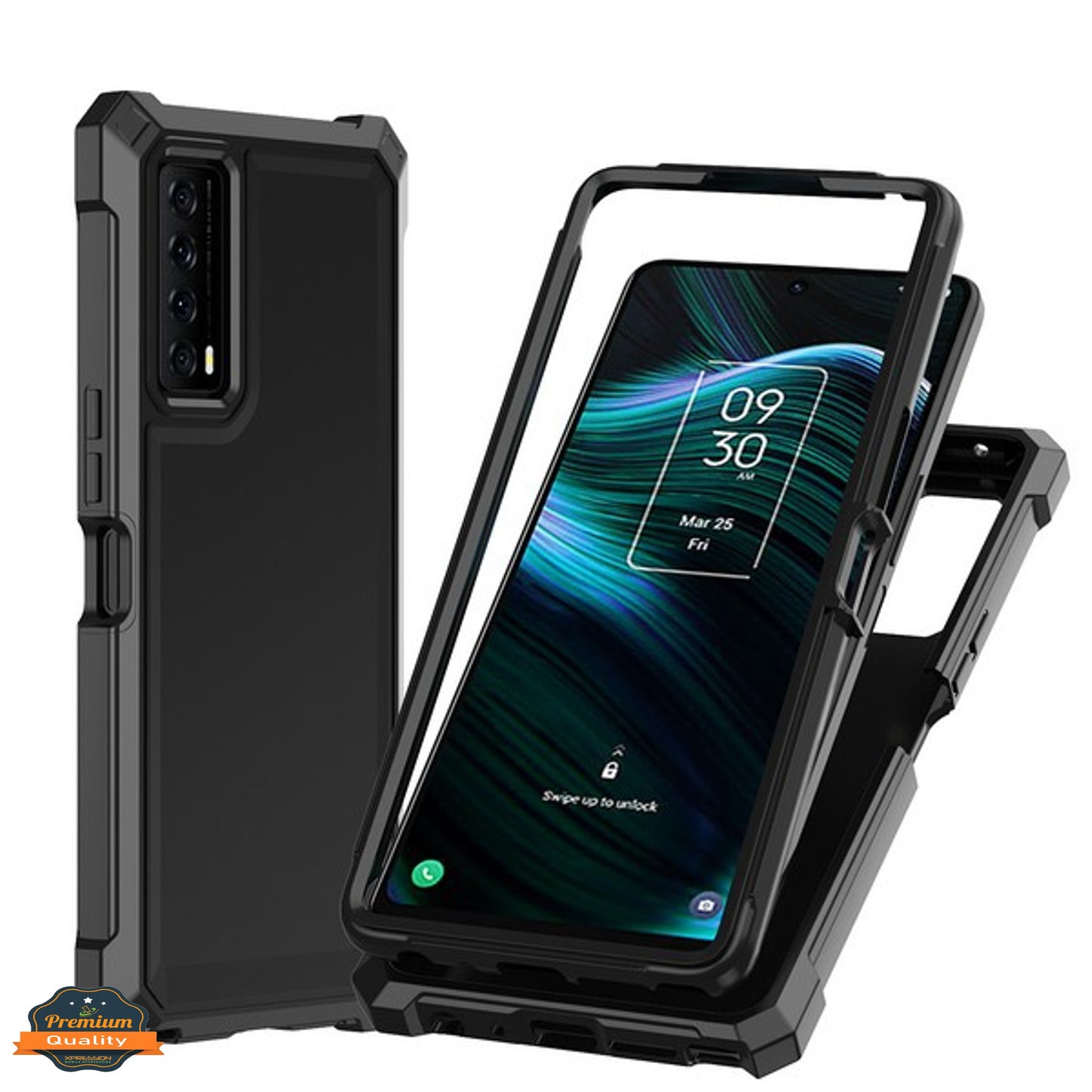 For T-Mobile Revvl 6 Pro 5G /Revvl 6 5G Hybrid 2in1 Front Bumper Frame Cover Square Edge Shockproof TPU + Hard PC  Phone Case Cover