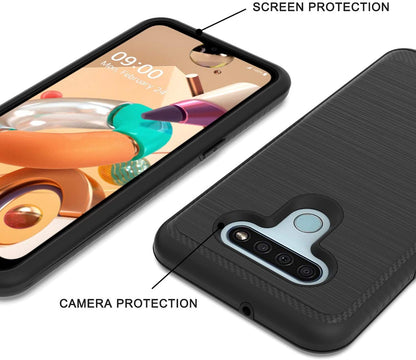 For Motorola Moto G Pure Armor Brushed Texture Rugged Carbon Fiber Design Shockproof Dual Layers Hard PC + TPU Protective  Phone Case Cover