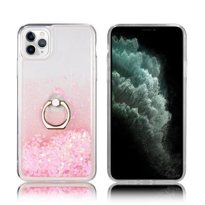 For Samsung Galaxy A53 5G Hybrid Glitter Bling Sparkling Liquid Quicksand Glittering Sparkle TPU with Ring Stand Holder Pink Phone Case Cover