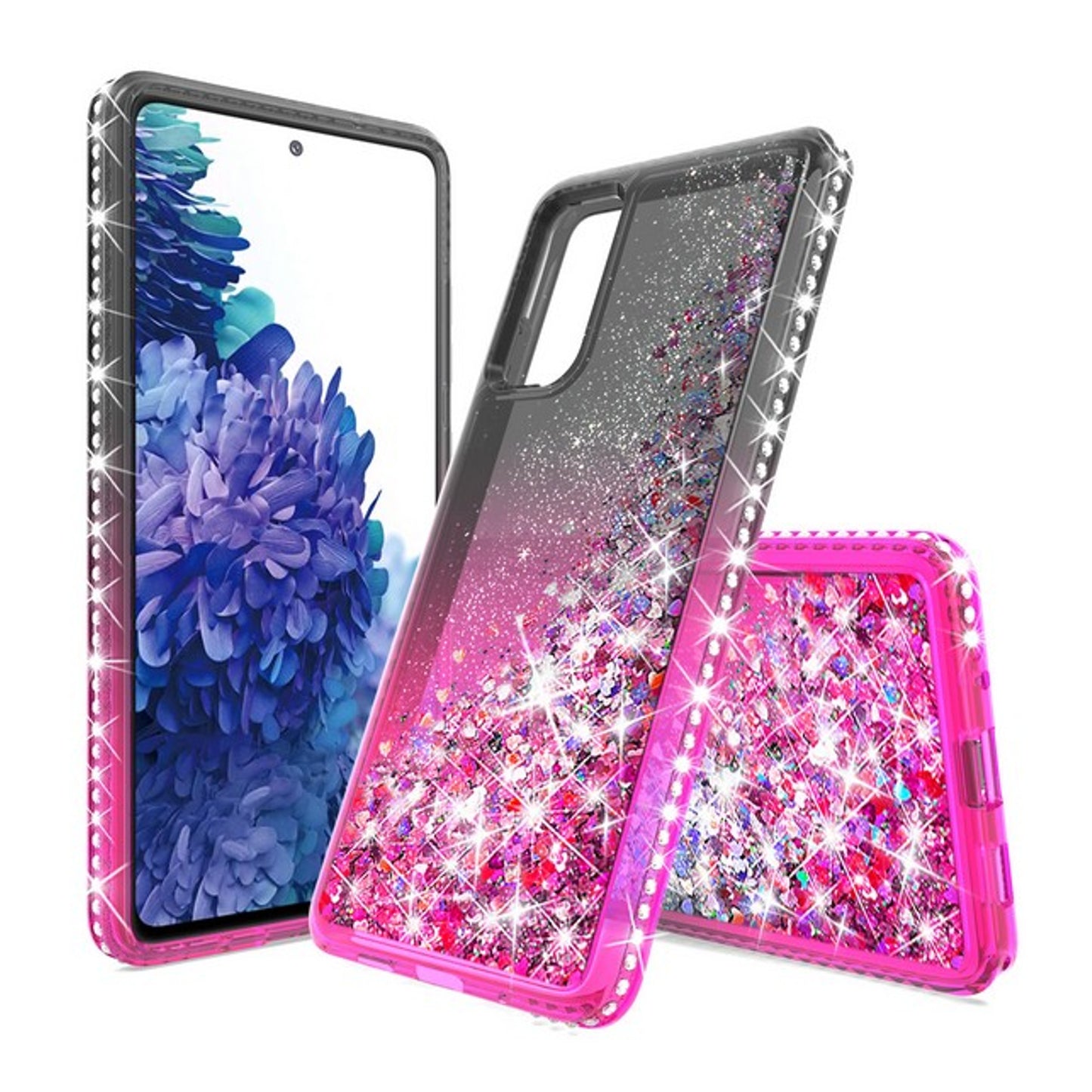 For Apple iPhone 13 Pro Max (6.7") Gradient Quicksand Glitter Flowing Liquid Floating Sparkly Bling Diamond TPU Rubber Hybrid  Phone Case Cover