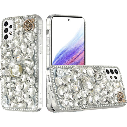 For Samsung Galaxy A53 5G Bling Crystal 3D Full Diamonds Luxury Sparkle Transparent Rhinestone Hybrid Protective  Phone Case Cover