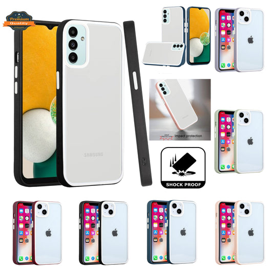 For Samsung Galaxy S22 /Plus Ultra Hybrid Transparent Clear Colored Frame Bumper Hard Back Shockproof Slim Soft TPU Silicone Protective  Phone Case Cover