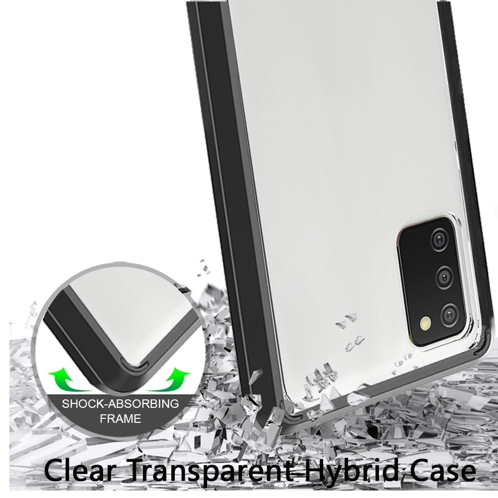 For Samsung Galaxy A03S Hybrid Slim Crystal Clear Transparent Shock-Absorption Bumper with TPU + Hard PC Back Frame  Phone Case Cover