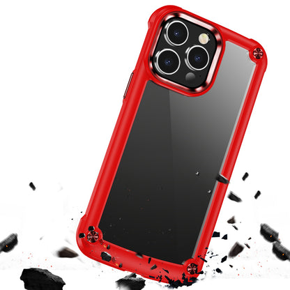 For Apple iPhone 11 (6.1") Hybrid Transparent Rubber Gummy with Metal Buttons Hard TPU Corner Bumper Frame  Phone Case Cover