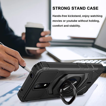 For Samsung Galaxy A03S Full-Body 2in1 Magnetic Car Mount Metal Ring Holder Kickstand Heavy Duty Hybrid Armor  Phone Case Cover