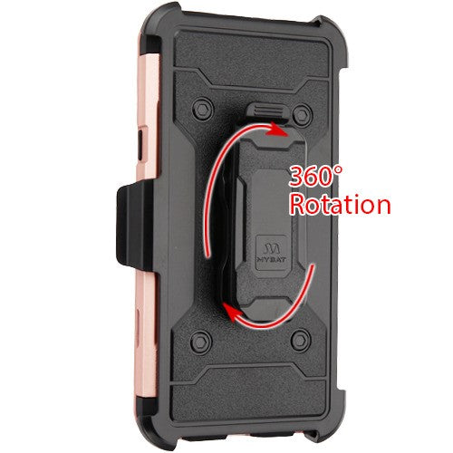 For LG Stylo 4 / Stylo 4 Plus Hybrid Armor with Belt Clip Holster Kickstand with Screen Protector Hard PC Cases Shockproof Rose Gold Phone Case Cover