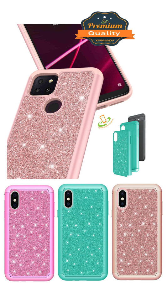 For Apple iPhone 13 Pro Max (6.7") Glitter Sparkle Bling Shinny Hybrid Slim Rhinestone 2 in 1 Hard PC & Soft TPU Rugged Protective  Phone Case Cover