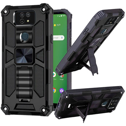 For Cricket Ovation 2 Heavy Duty Stand Hybrid Shockproof [Military Grade] Rugged Protective with Built-in Kickstand Fit Magnetic Car Mount  Phone Case Cover