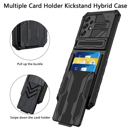 For Samsung Galaxy A33 5G Wallet Credit Card Holder ID Slot Hidden Back Pocket with Kickstand Dual Layer Armor Hard Hybrid  Phone Case Cover