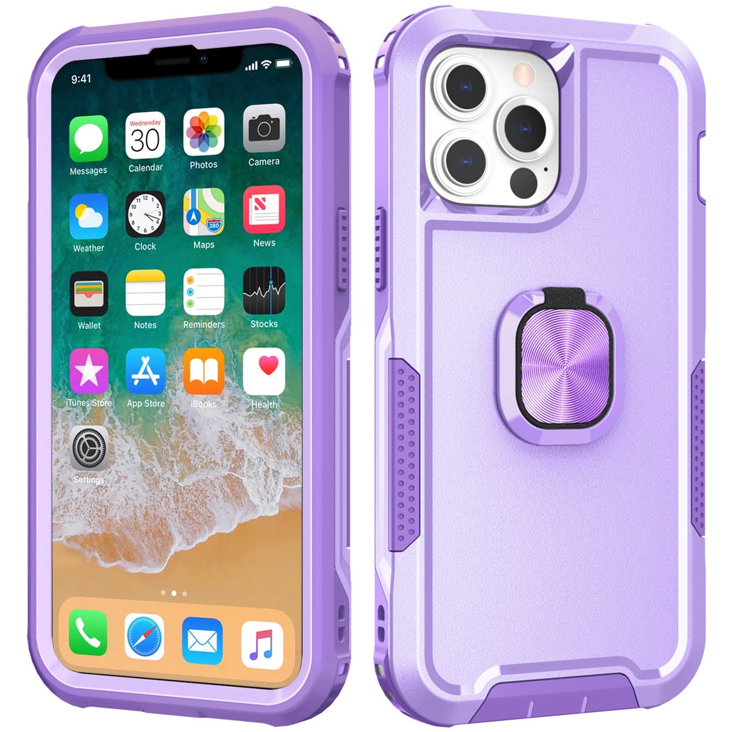 For Apple iPhone 11 (6.1") Heavy Duty 3in1 Magnetic Ring Kickstand Stand Hybrid Shockproof Military-Grade Drop Protection  Phone Case Cover