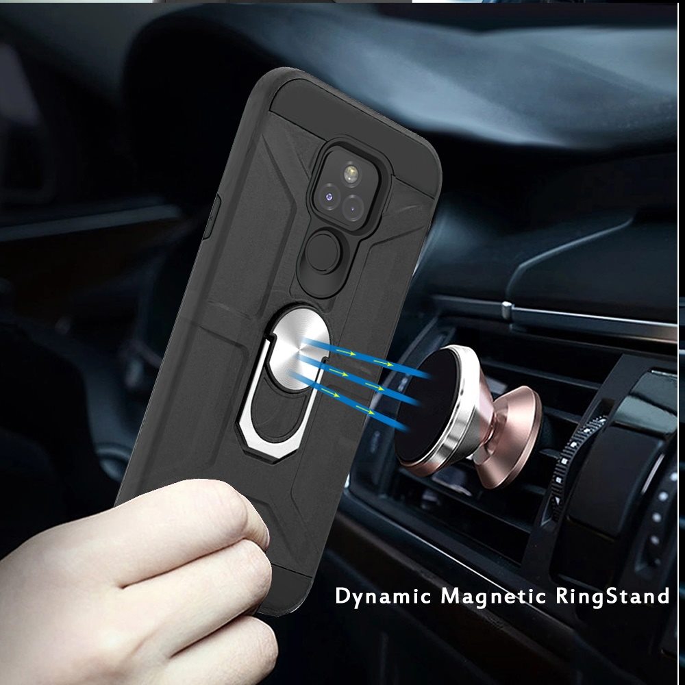 For Motorola Moto G Pure Cases with Stand Kickstand Ring Holder [360° Rotating] Armor Dual Layer Work with Magnetic Car Mount PC+TPU Hard  Phone Case Cover