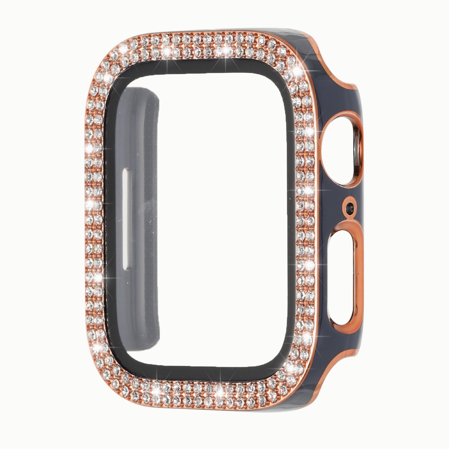 For Apple Watch Series 7/6/SE/5/4/3/2/1 Bling Diamond Rhinestone Full Coverage with Tempered Glass Screen Frame Cover