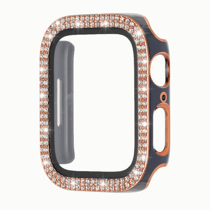 For Apple Watch Series 7/6/SE/5/4/3/2/1 Bling Diamond Rhinestone Full Coverage with Tempered Glass Screen Frame Cover