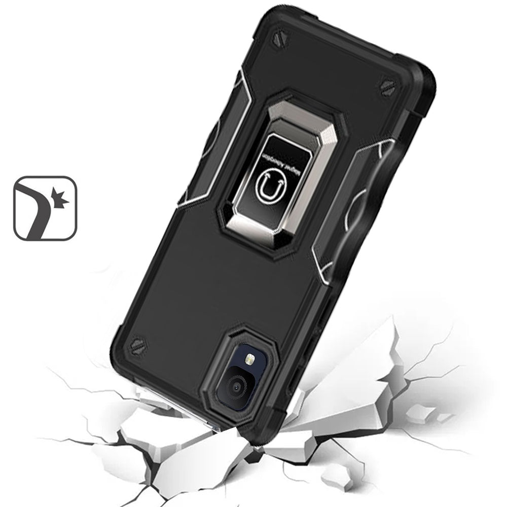 For TCL ION Z Hybrid Armor Cases with Magnetic Ring Holder Stand Kickstand Heavy Duty Rugged Drop Silicone Shockproof  Phone Case Cover