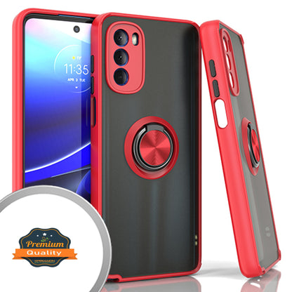 For Motorola Moto G Stylus 5G 2022 Ring Stand Holder Kickstand Hybrid Frosted Matte TPU Hard PC Frame Shock-Absorption  Phone Case Cover