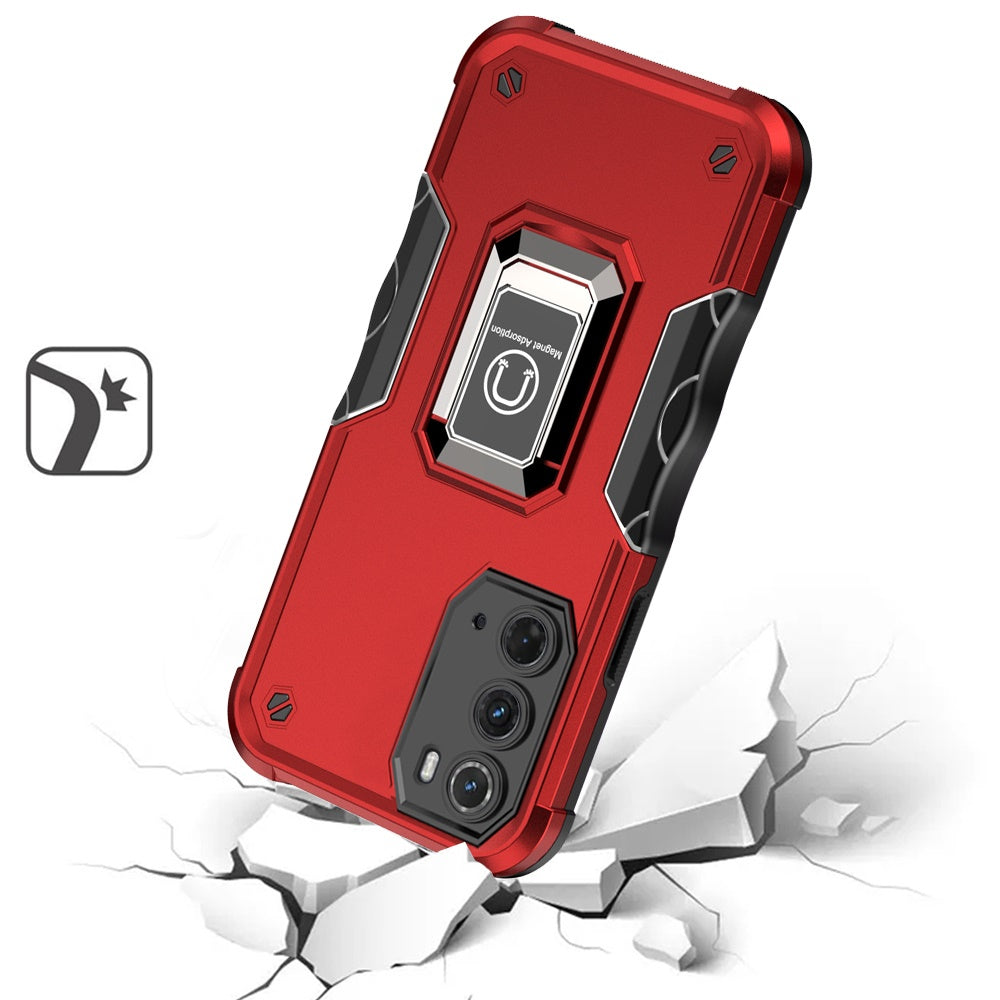 For Motorola Moto Edge (2022) Hybrid Cases with Magnetic Ring Holder Stand Kickstand Heavy Duty Rugged Shockproof  Phone Case Cover