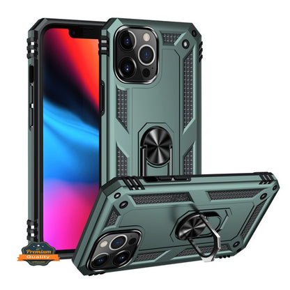 For Apple iPhone 11 / Pro Max Shockproof Hybrid Dual Layer PC + TPU with Ring Stand Metal Kickstand Heavy Duty Armor Shell  Phone Case Cover