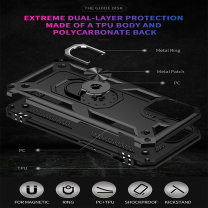 For Apple iPhone 14 Plus (6.7") Military Grade Heavy Duty Armor Hybrid with Ring Kickstand Finger Loop Stand  Phone Case Cover