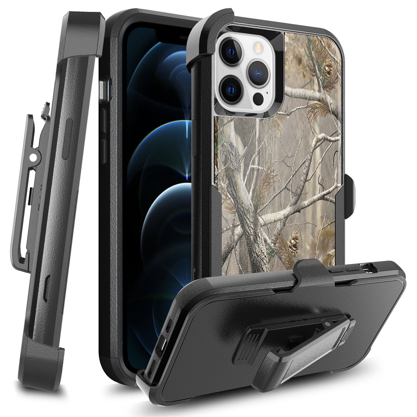 For Apple iPhone 11 (6.1") Hybrid Rugged Shockproof 3-Layer Military Durable Heavy Duty with 360 Swivel Belt Clip Kickstand & Holster  Phone Case Cover