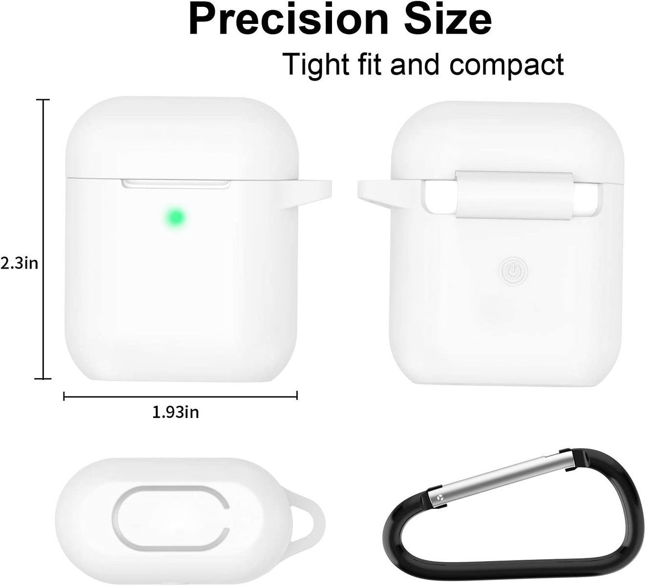 For Apple AirPods 2 & 1 Full Protective Silicone TPU Skin Accessories with Keychain [Front LED Visible] Hybrid Shockproof Clear