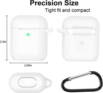 For Apple AirPods 2 & 1 Full Protective Silicone TPU Skin Accessories with Keychain [Front LED Visible] Hybrid Shockproof Clear