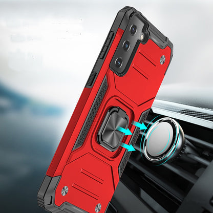 For Samsung Galaxy S10+ Plus Armor Hybrid with Ring Stand Holder Kickstand Shockproof Heavy-Duty Durable Rugged 2in1 Red Phone Case Cover