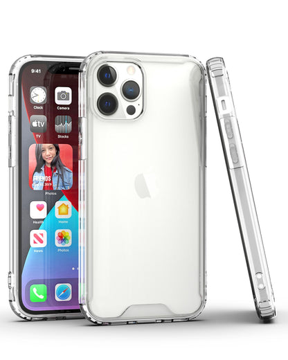 For Apple iPhone 12 Pro Max (6.7") Colored Shockproof Transparent Hard PC + Rubber TPU Hybrid Bumper Shell Thin Slim Protective  Phone Case Cover