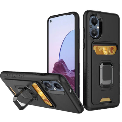 For OnePlus Nord N20 5G Wallet Case with Credit Card ID Slot Holder & Magnetic Stand Kickstand Ring Heavy Duty Hybrid  Phone Case Cover