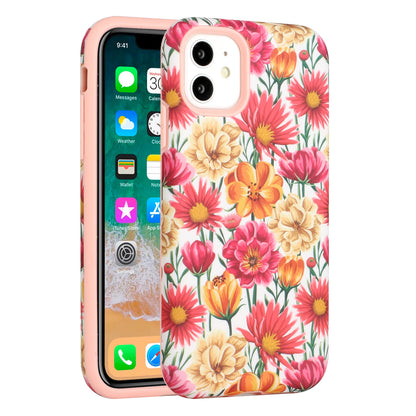 For Apple iPhone 11 (6.1") Bliss Floral Stylish Design Hybrid Rubber TPU Hard PC Shockproof Armor Rugged Slim Fit  Phone Case Cover