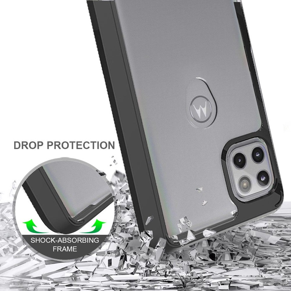 For Google Pixel 7 Pro Hybrid Slim Crystal Clear Transparent Shock-Absorption Bumper with TPU + Hard PC Back Frame Black Phone Case Cover