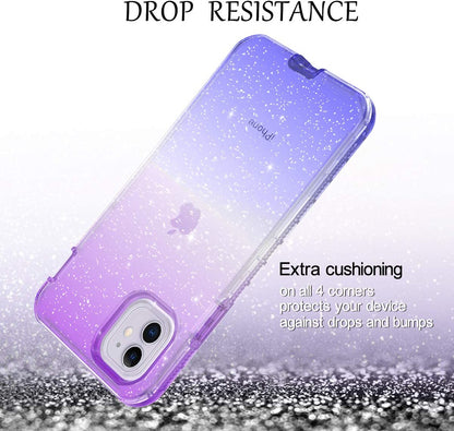 For Apple iPhone 13 Pro Max Mini Clear Gradient Glitter Bling Sparkly Hybrid Hard PC Soft TPU Bumper and Front Frame Drop Protective  Phone Case Cover