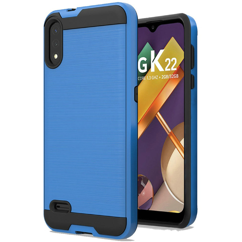 For Samsung Galaxy A71 5G Hybrid Rugged Brushed Metallic Design [Soft TPU + Hard PC] Dual Layer Shockproof Armor Impact Slim Blue Phone Case Cover