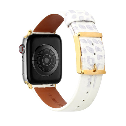 For Apple Watch Size 42/44/45mm Genuine Leather Replacement Band Strap Hybrid Wristbands Design Gold Buckle for iWatch Series 7/SE/6/5/4/3/2/1  Phone Case Cover