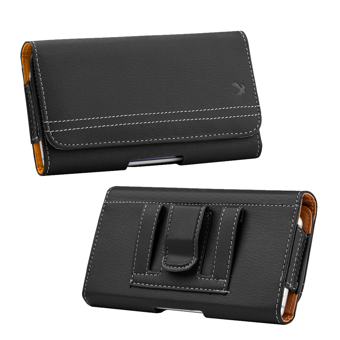 For Samsung Galaxy A23 5G Horizontal Universal Carry Pouch Cell Phone Case PU Leather Holster Belt Clip Loop Card Slot & Magnetic Closure [Black]