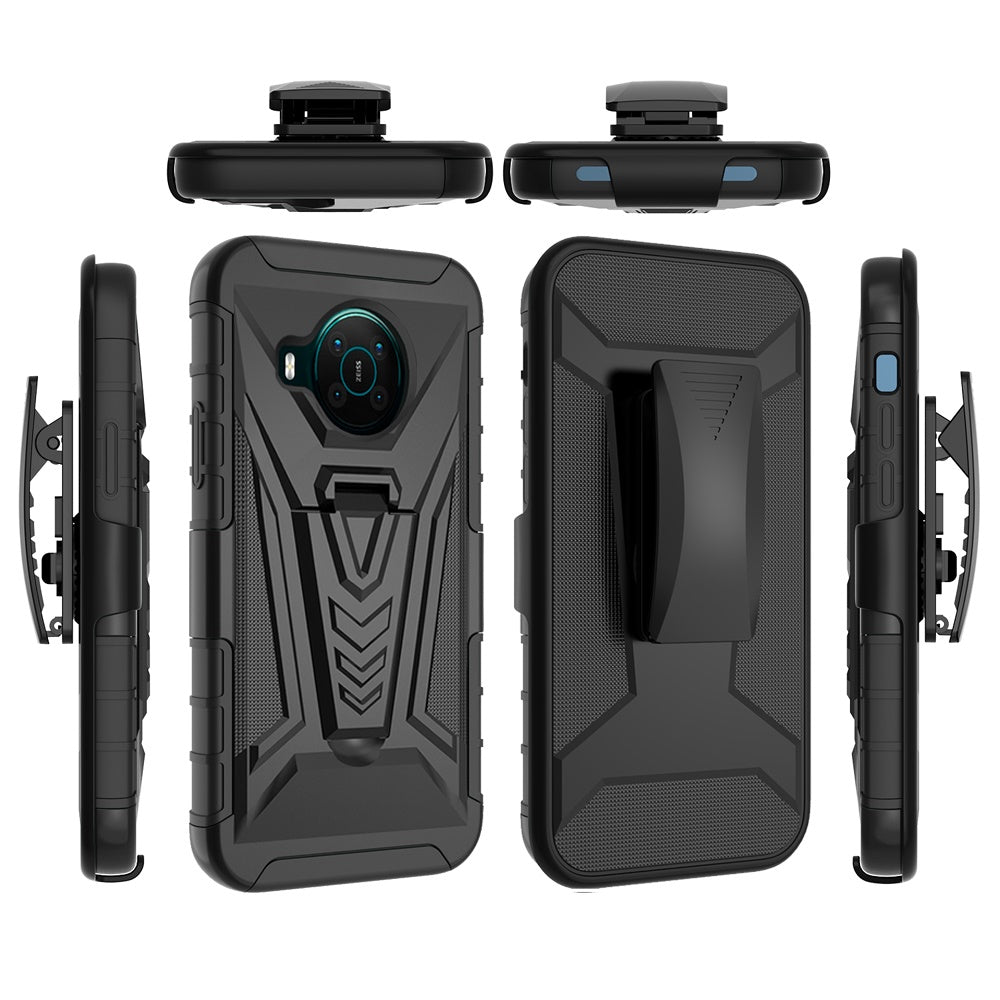 For Nokia X100 Combo 3 in 1 Rugged Swivel Belt Clip Holster Heavy Duty Tuff Hybrid Armor Rubber TPU with Kickstand Stand  Phone Case Cover